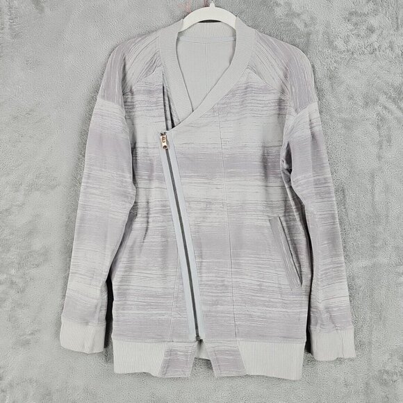 Lululemon Mul Bundle Wrap Womens Size 2 Gray Asymmetric Zip Jacket Athleisure - Picture 1 of 8